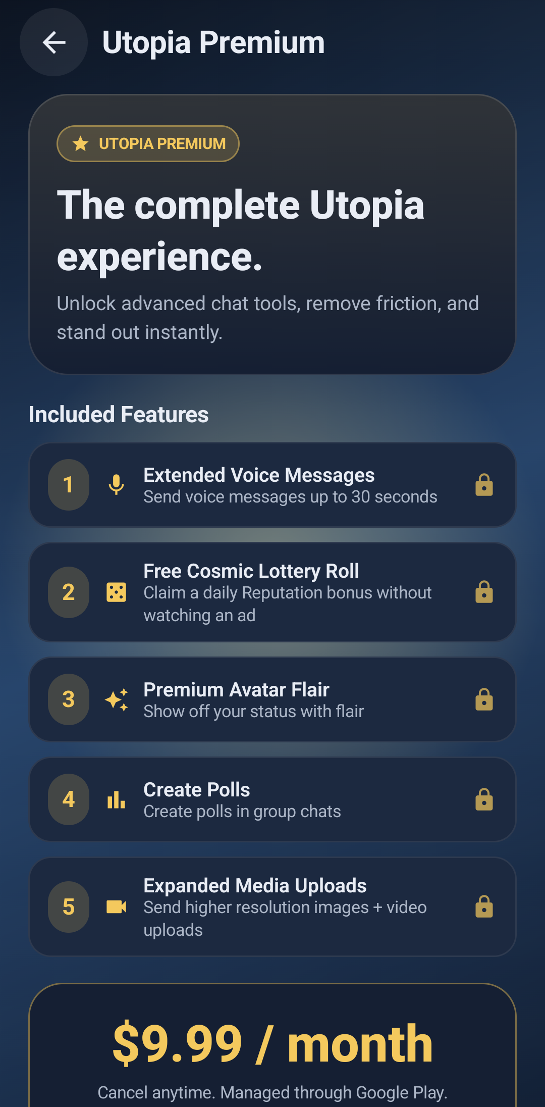 Utopia Premium features